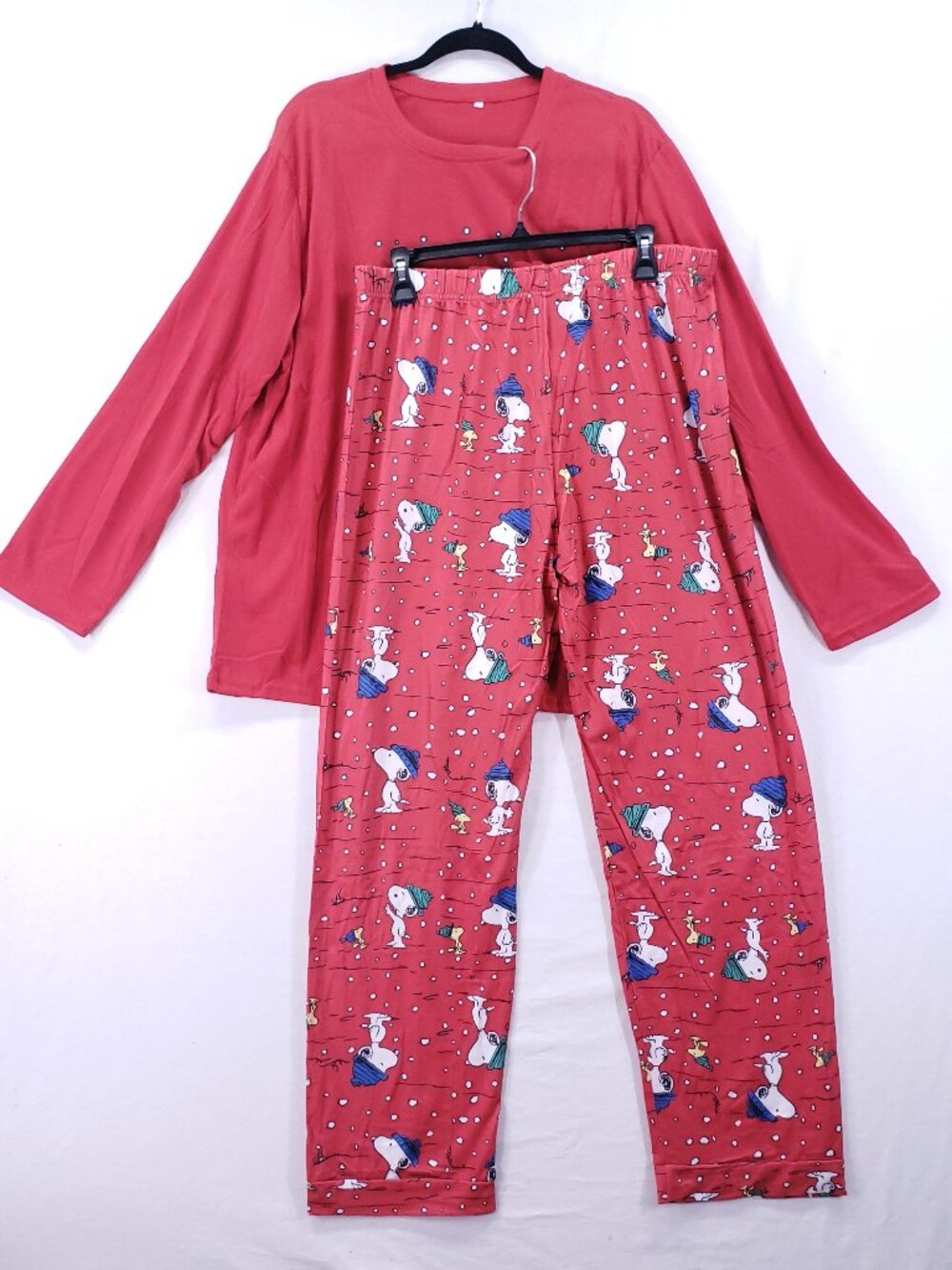 Snoopy Woman 2 Piece Pajama Set Size XL Red Christmas Holiday Lightweight